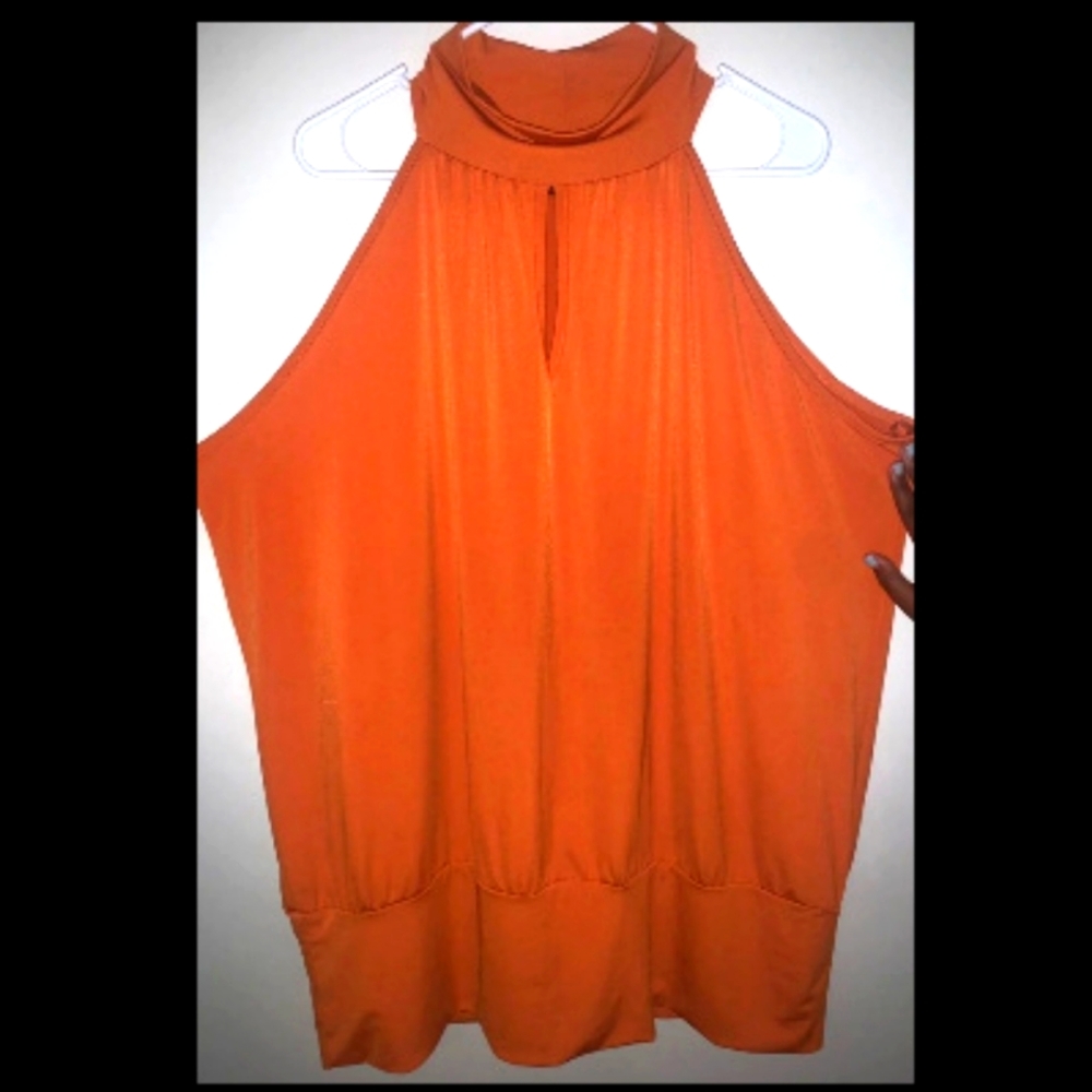 ASHLEY STEWART Sleeveless high neck Chiffon Top